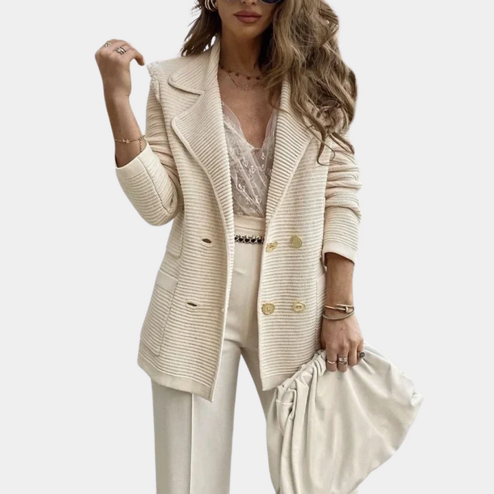 Everine | Blazer pour femme chic et solide avec une texture - Design élégant et ajusté