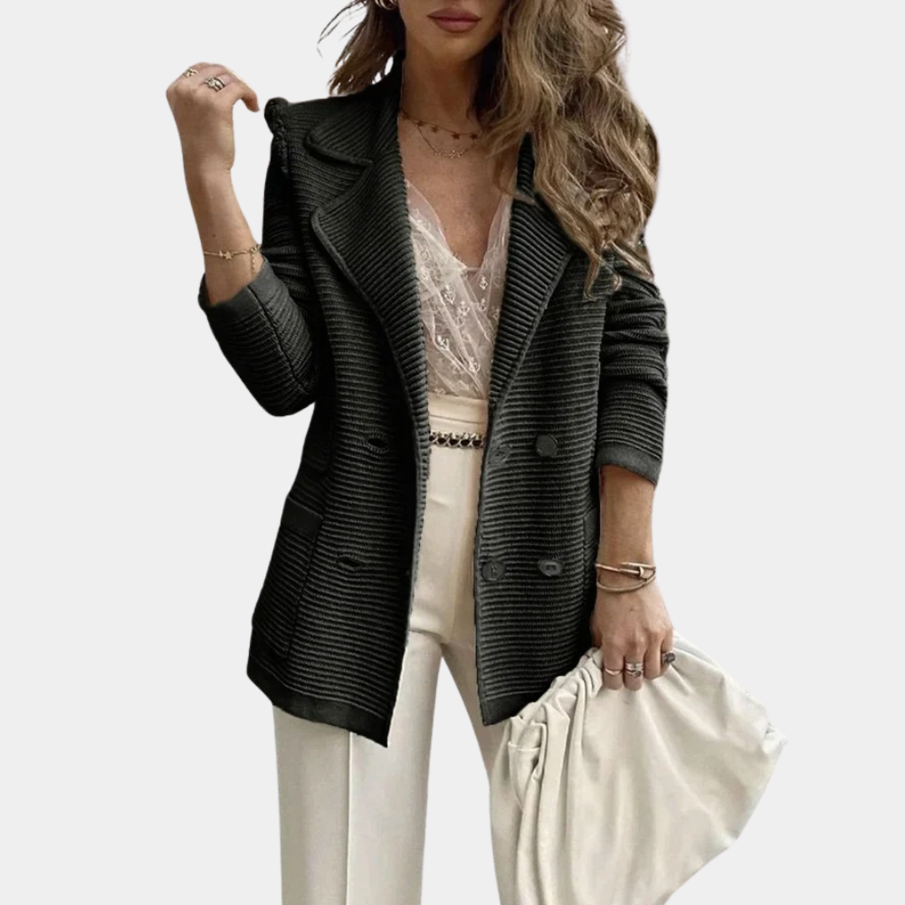 Everine | Blazer pour femme chic et solide avec une texture - Design élégant et ajusté