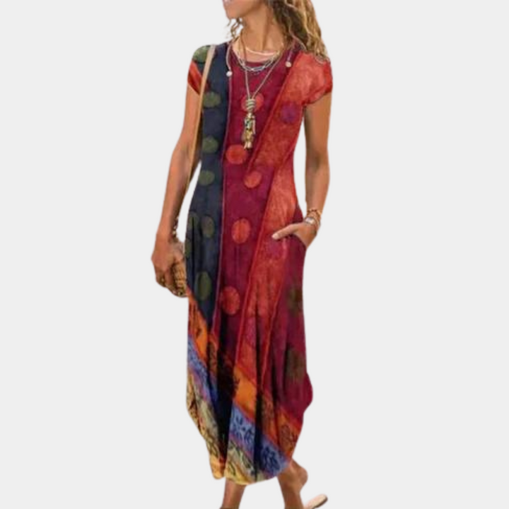 Cypriane | Robe maxi élégante et légère avec imprimé abstrait moderne pour femmes
