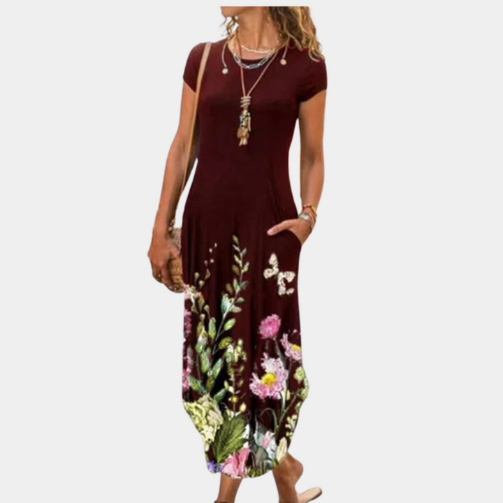 Cypriane | Robe maxi élégante et légère avec imprimé abstrait moderne pour femmes