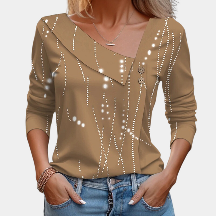 Thevanya | Blouse élégante pour dames avec imprimé floral et manches longues - Top élégant et raffiné