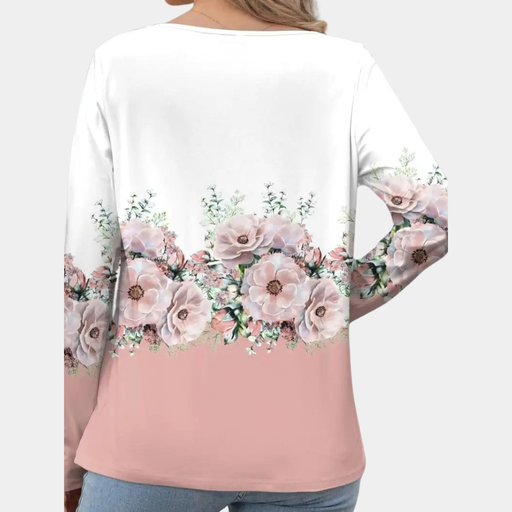 Thevanya | Blouse élégante pour dames avec imprimé floral et manches longues - Top élégant et raffiné