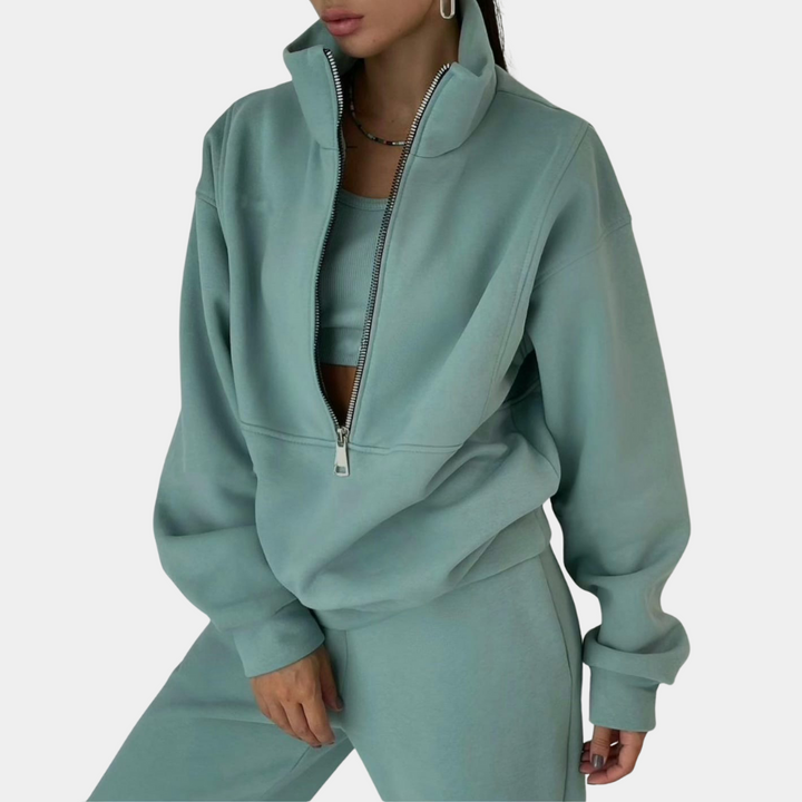 Ensemble d'entraînement pour femmes, pull zipé à la fois élégant et confortable - Eva