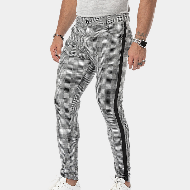 Anton - Pantalon à carreaux d'inspiration vintage pour homme, coupe skinny