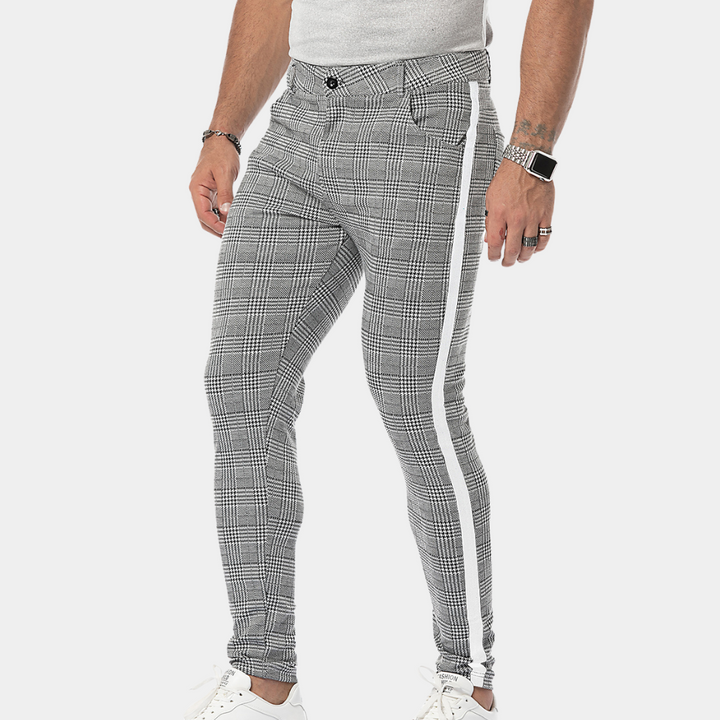 Anton - Pantalon à carreaux d'inspiration vintage pour homme, coupe skinny