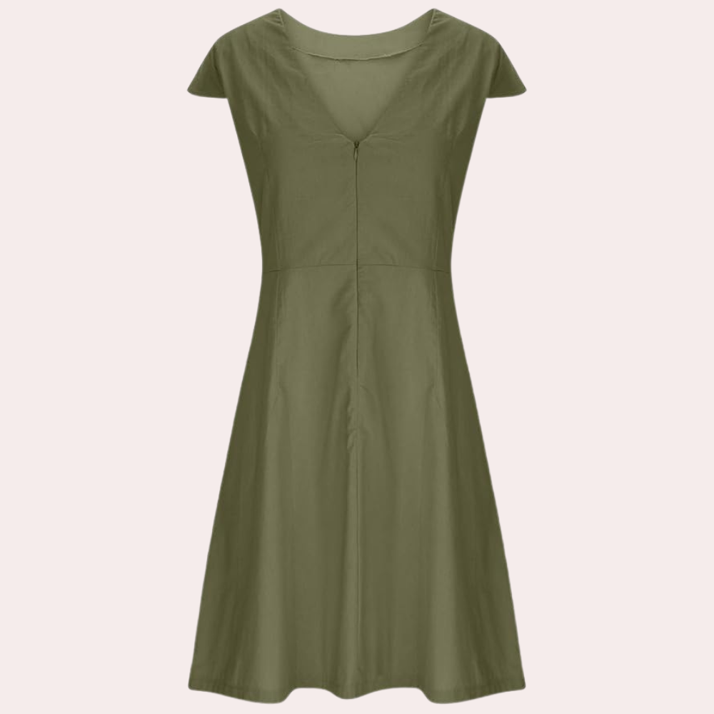 Agnete | Robe Midi Élégante à Manches Courtes - Parfaite pour des Looks Estivaux Décontractés et Élégants