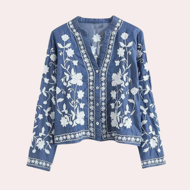 Breanne - Elégant cardigan brodé pour femme avec motif floral
