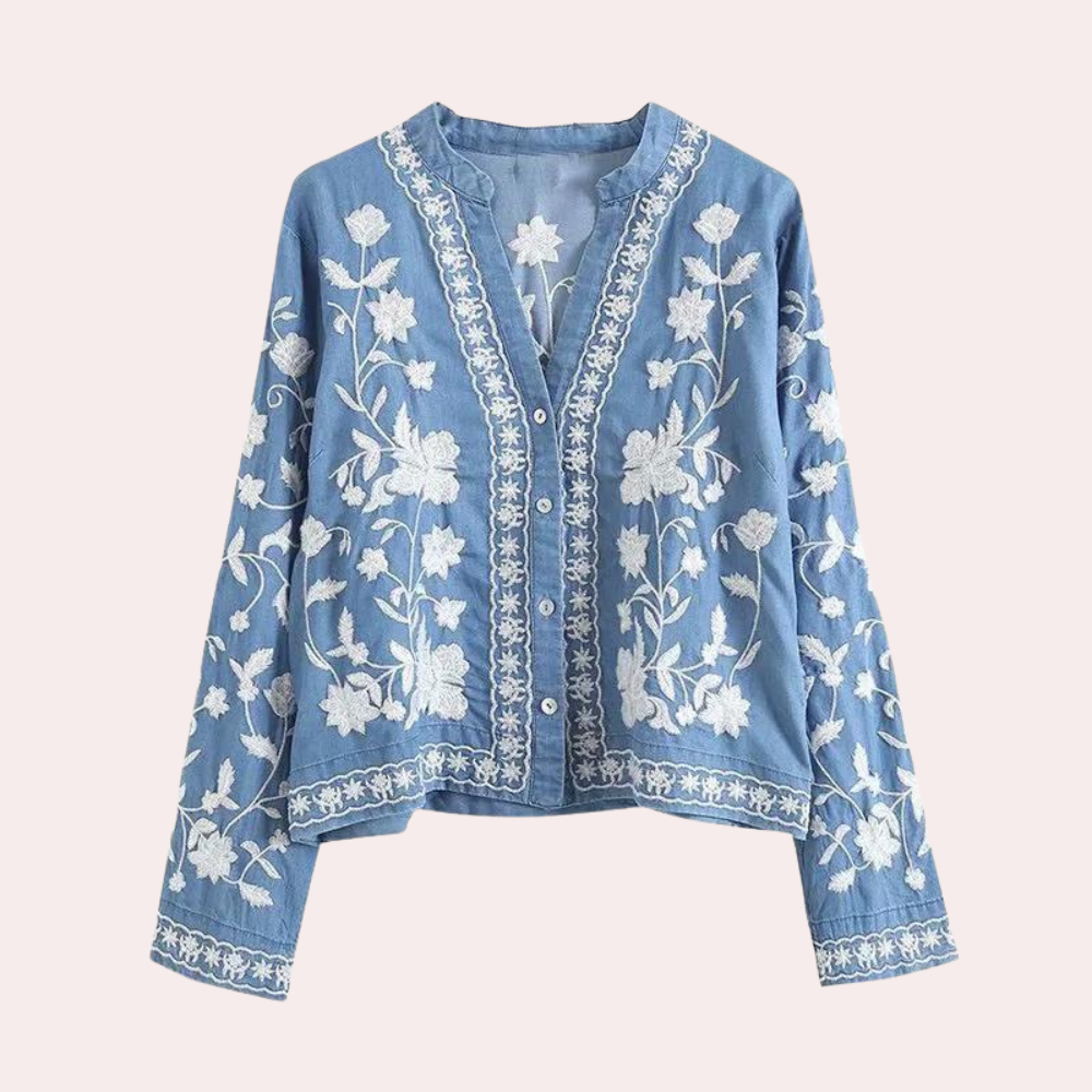 Breanne - Elégant cardigan brodé pour femme avec motif floral