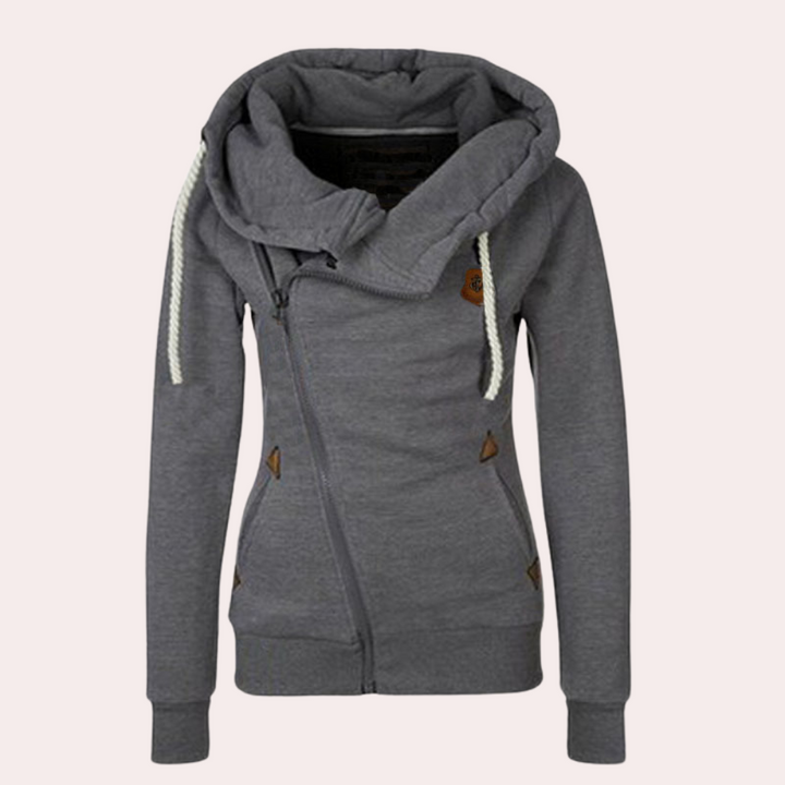 Kanny - Pull stylé pour femme avec fermeture éclair et capuche confortable