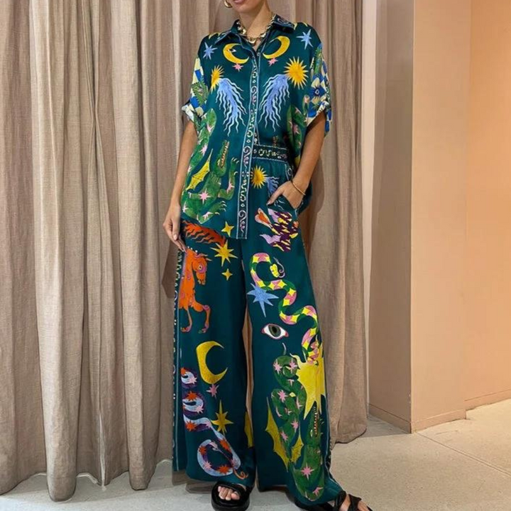 Forina - Tenue 2 pièces stylée et colorée pour femmes avec un flair très tendance
