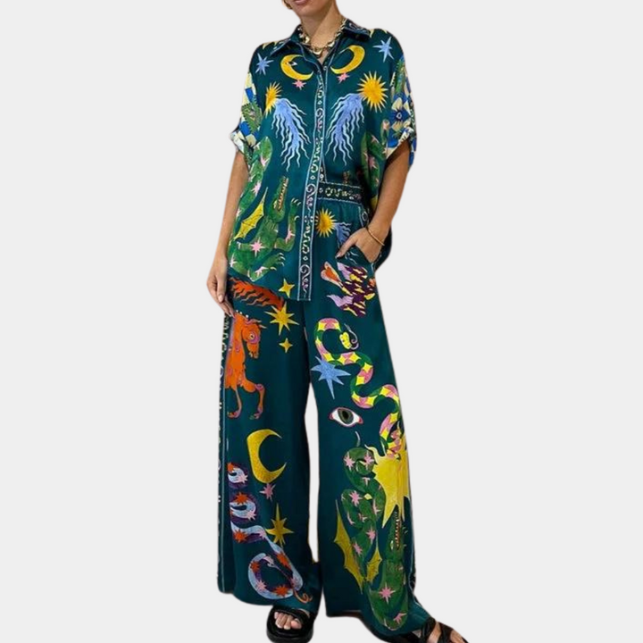 Forina - Tenue 2 pièces stylée et colorée pour femmes avec un flair très tendance