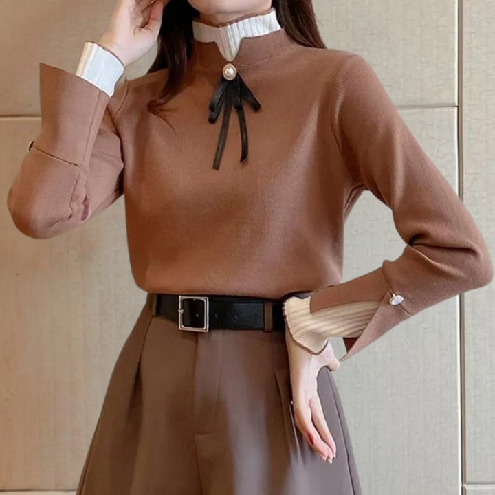 Elowen - Pull Élégant pour Femmes avec Col Montant pour un Look Chic et Chaleureux