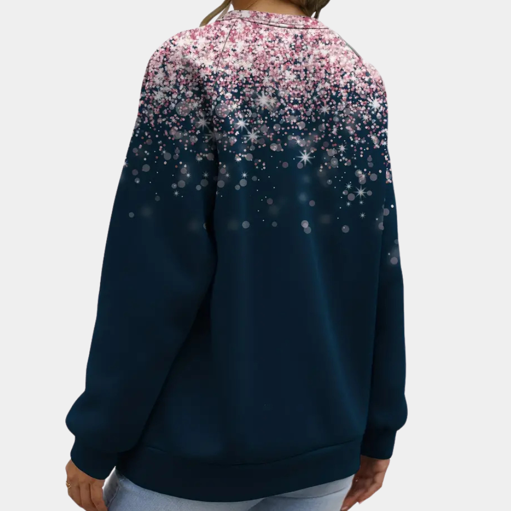Fenella - Sweatshirt pour femme élégant avec des manches longues et un imprimé pailleté éblouissant.