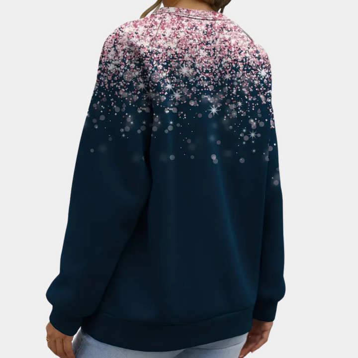 Fenella - Sweatshirt pour femme élégant avec des manches longues et un imprimé pailleté éblouissant.