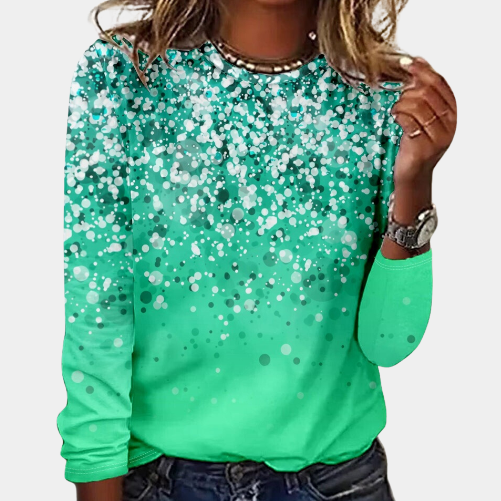 Fenella - Sweatshirt pour femme élégant avec des manches longues et un imprimé pailleté éblouissant.