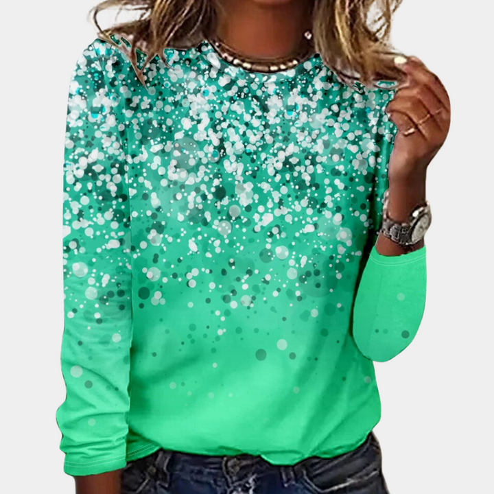 Fenella - Sweatshirt pour femme élégant avec des manches longues et un imprimé pailleté éblouissant.