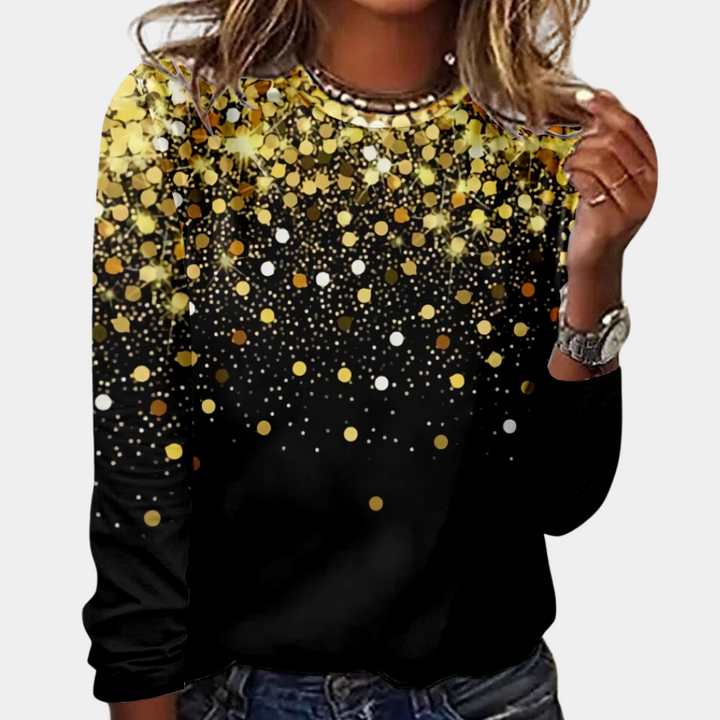 Fenella - Sweatshirt pour femme élégant avec des manches longues et un imprimé pailleté éblouissant.