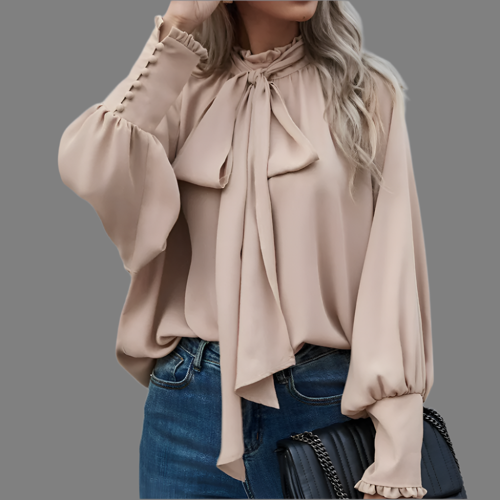 Blouse Élégante Rafaela pour Femmes avec Manches Longues et Col Châle pour un Look Chic