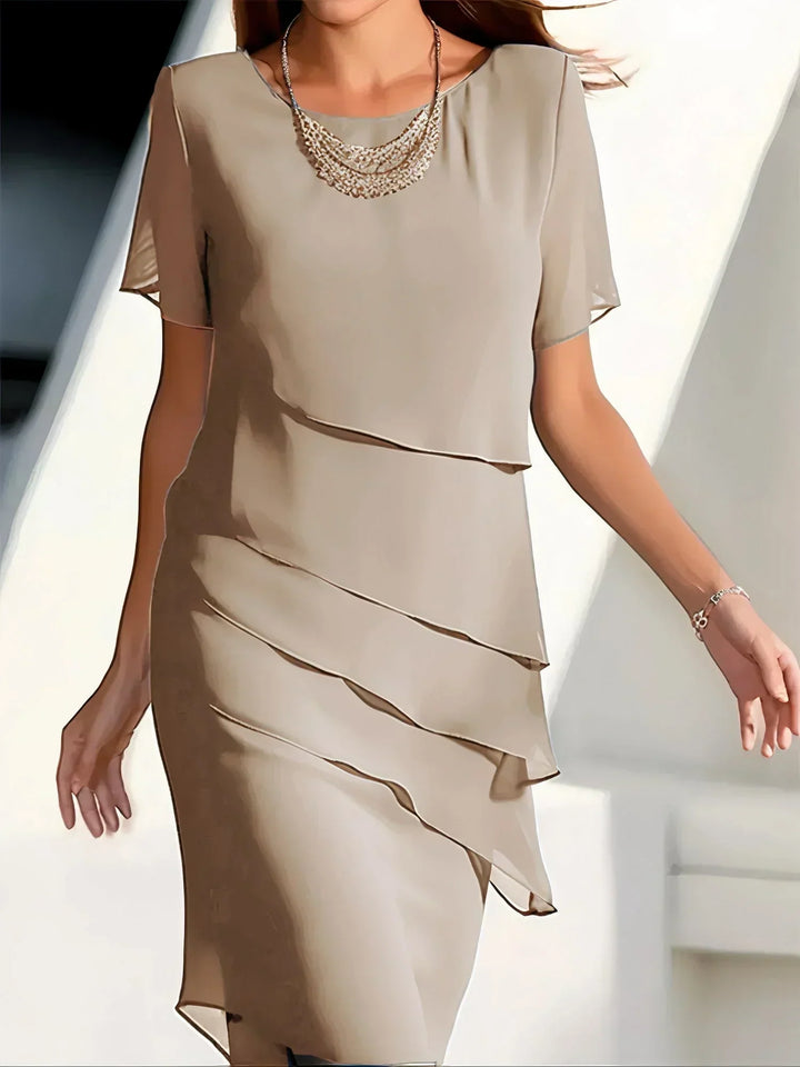 Marieke | Robe midi en chiffon à plusieurs couches - élégante, fluide et parfaite pour toutes les occasions