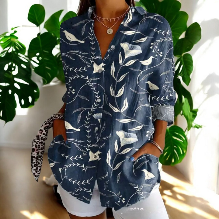 Liera - Élégante blouse pour femme avec fermeture à boutons traversants pour un look stylé