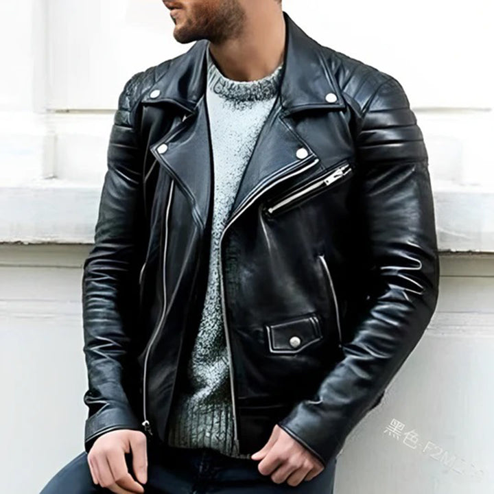 Veste en cuir de motard stylée pour homme - Collection CRUZ