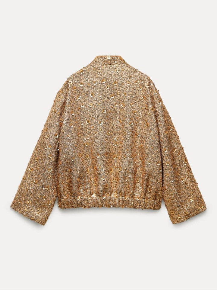 Blazer Élégant Janah avec Détails Scintillants en Or Brillant