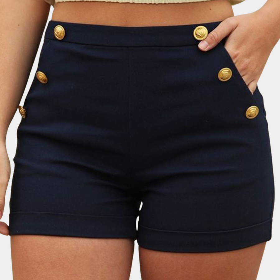 Celeste - Short Elegant pour Femme avec Luxueux Boutons Dorés