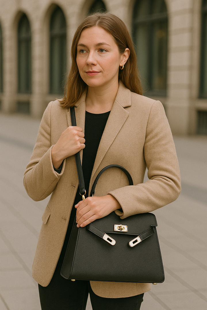 Sac à main élégant en luxe avec fermoir métallique stylé
