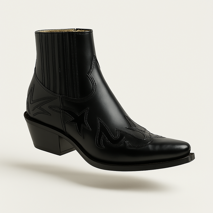 Boetz | Élégantes bottes de cowgirl vintage en cuir brun et noir pour un look stylé
