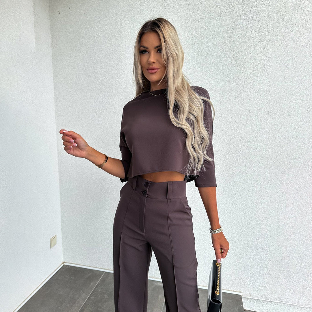 FIONA - Elégant deux-pièces au design tweed stylé