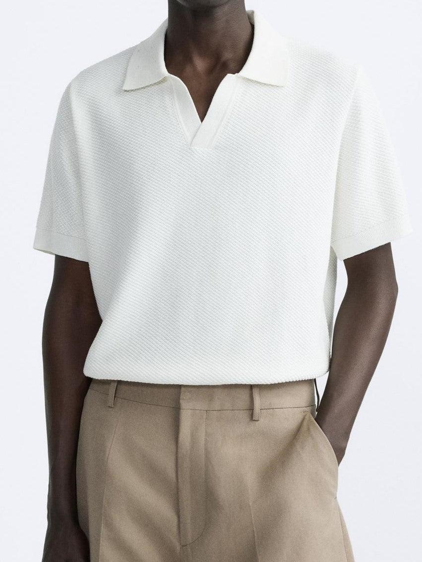 Polo en tricot classique élégante en blanc éclatant