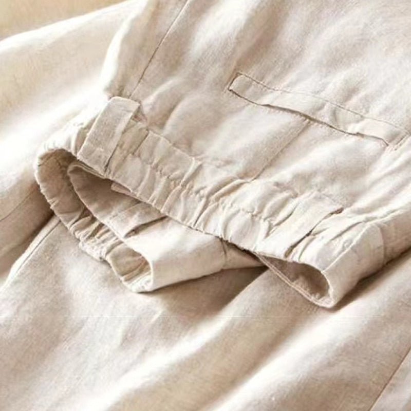 Pantalon en Lin pour Femmes Élégant - Pantalon d'Été Confortable et Ample Taille Haute