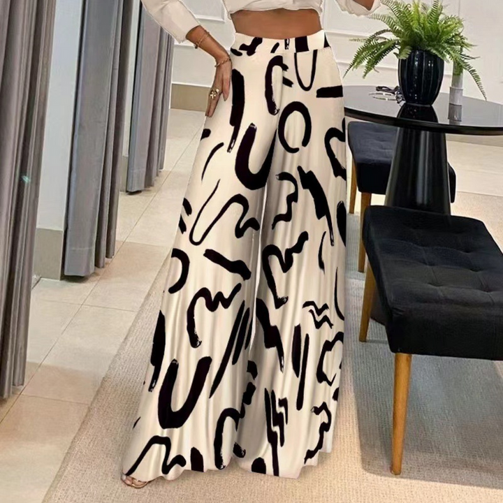 Isalora - Pantalon élégant pour femmes avec un tombé artistique et des jambes larges pour un look stylé.