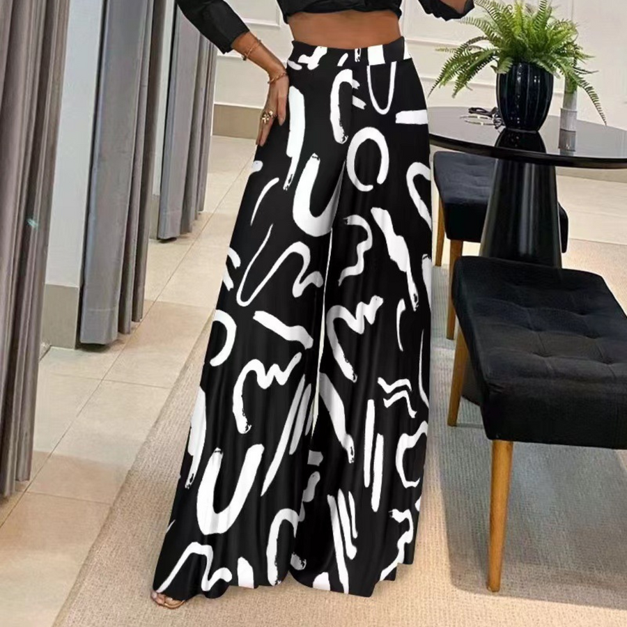 Isalora - Pantalon élégant pour femmes avec un tombé artistique et des jambes larges pour un look stylé.