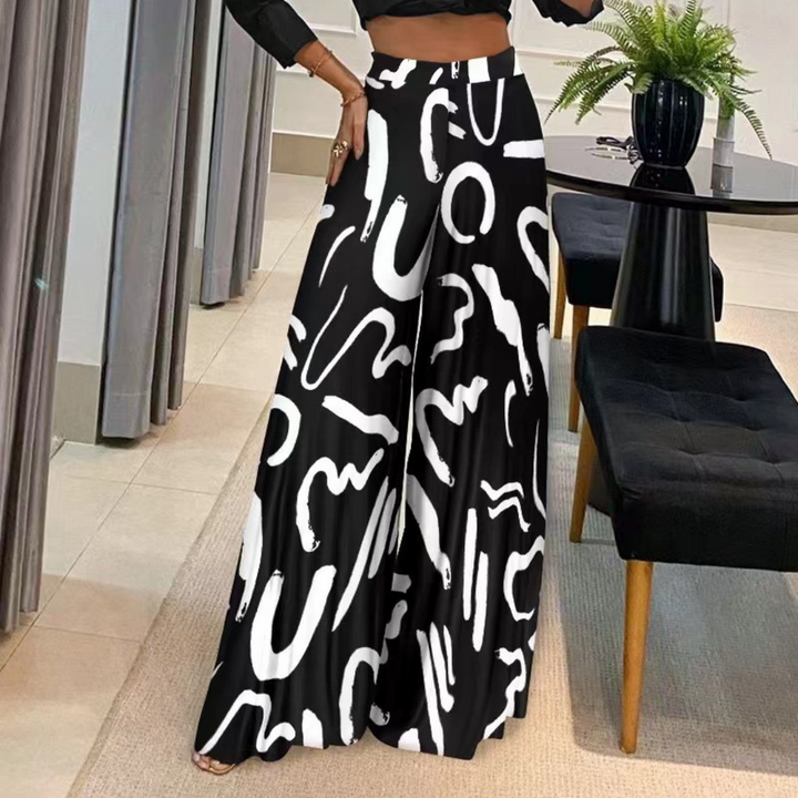 Isalora - Pantalon élégant pour femmes avec un tombé artistique et des jambes larges pour un look stylé.