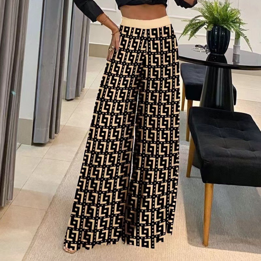 Isalora - Pantalon élégant pour femmes avec un tombé artistique et des jambes larges pour un look stylé.