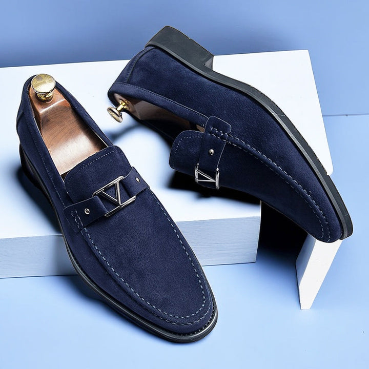 Rutger™ Luxe Mocassins en Suède Bleus pour Hommes - Élégants et Confortables chaussures à lacets