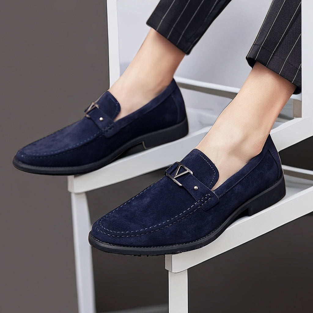 Rutger™ Luxe Mocassins en Suède Bleus pour Hommes - Élégants et Confortables chaussures à lacets