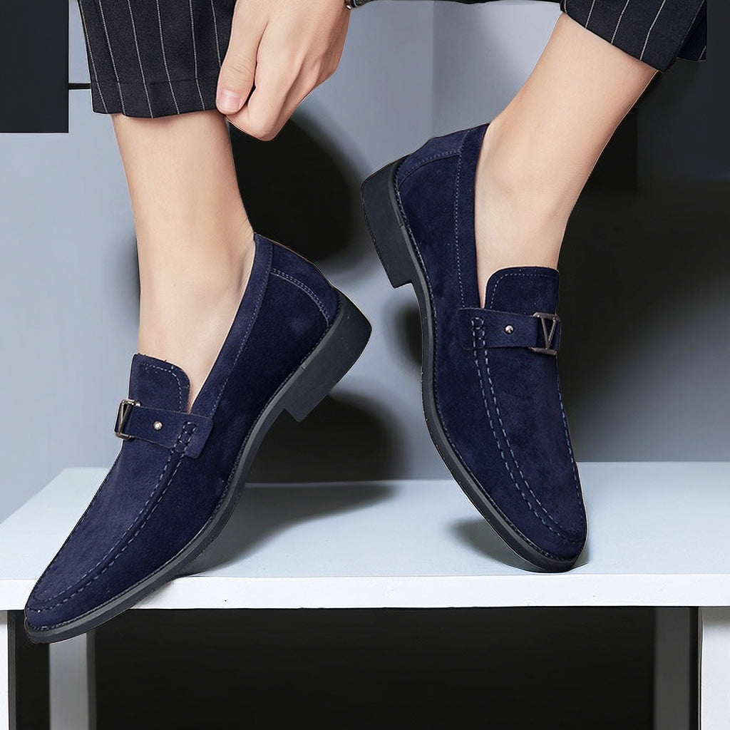 Rutger™ Luxe Mocassins en Suède Bleus pour Hommes - Élégants et Confortables chaussures à lacets