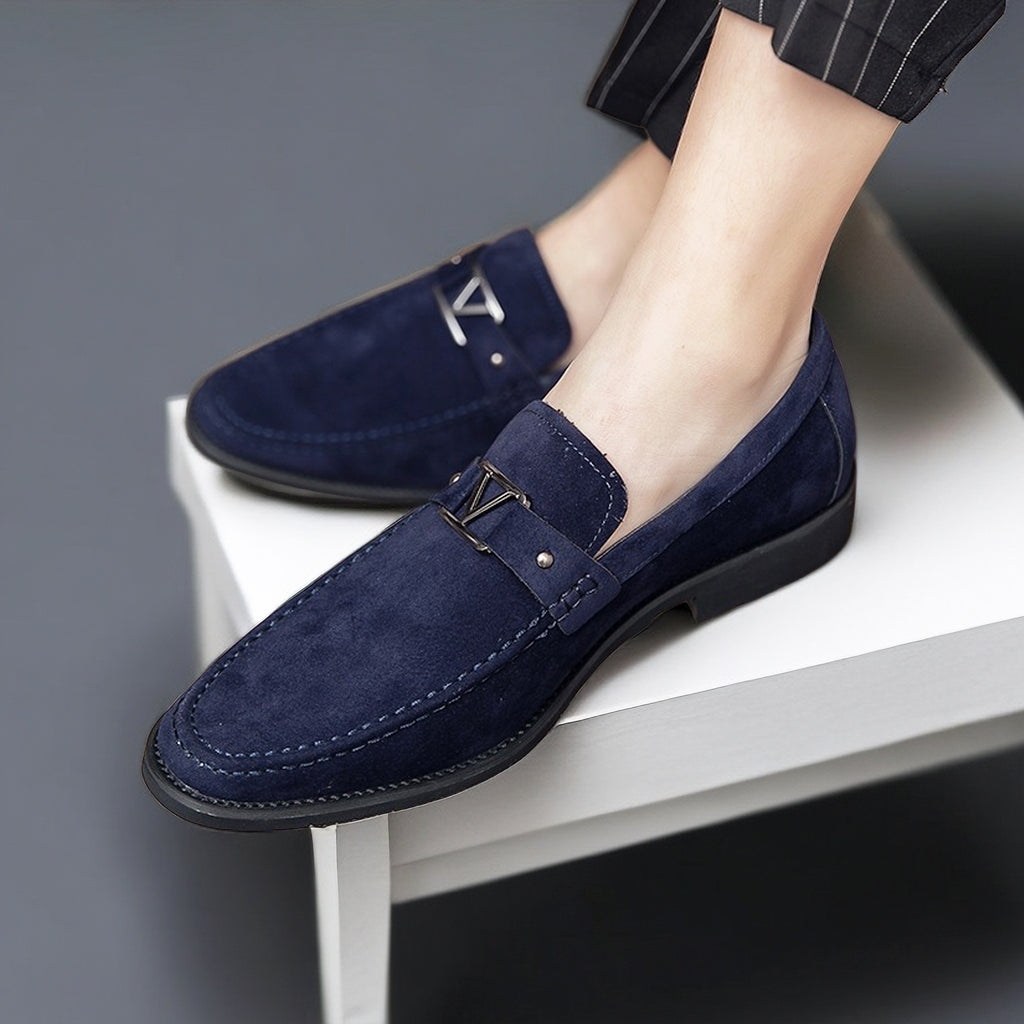 Rutger™ Luxe Mocassins en Suède Bleus pour Hommes - Élégants et Confortables chaussures à lacets