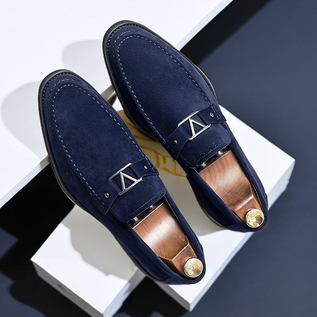 Rutger™ Luxe Mocassins en Suède Bleus pour Hommes - Élégants et Confortables chaussures à lacets