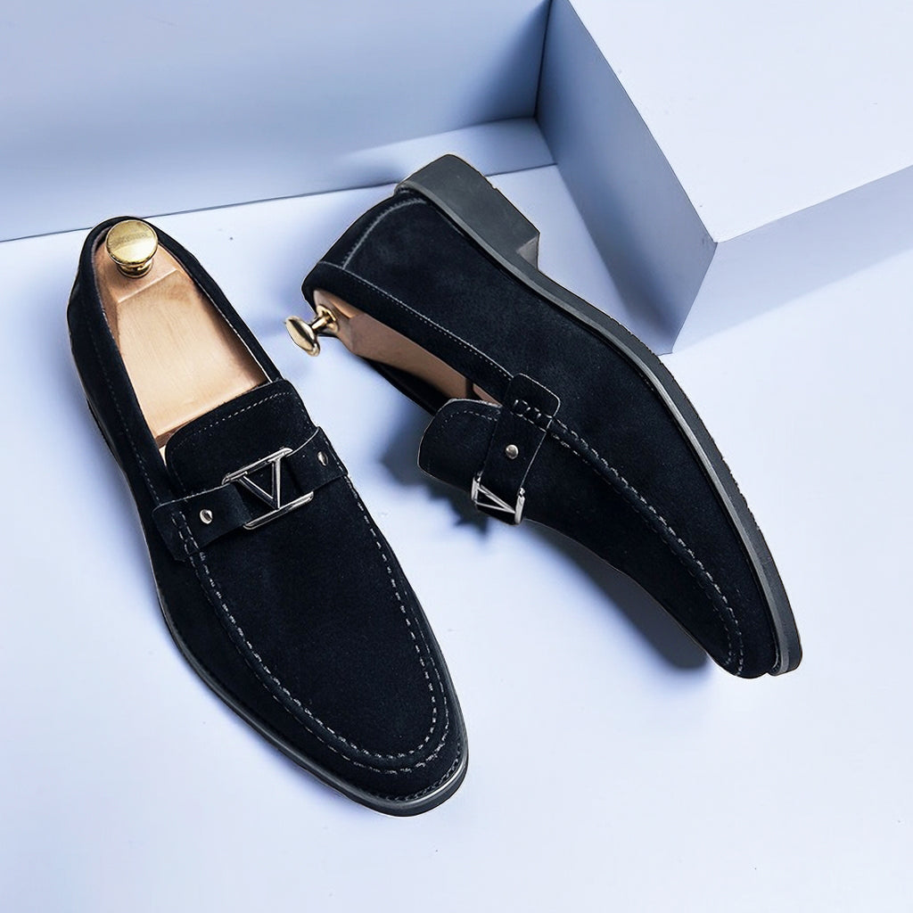 Rutger™ Luxe Mocassins en Suède Bleus pour Hommes - Élégants et Confortables chaussures à lacets