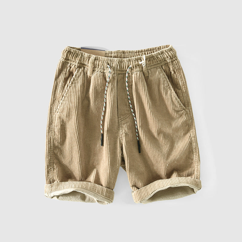 Shorts en Velours Côtelé pour Hommes - Légers et Respirants avec Taille Élastique et Ourlet Replié pour un Style Décontracté