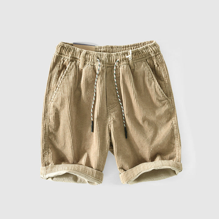 Shorts en Velours Côtelé pour Hommes - Légers et Respirants avec Taille Élastique et Ourlet Replié pour un Style Décontracté