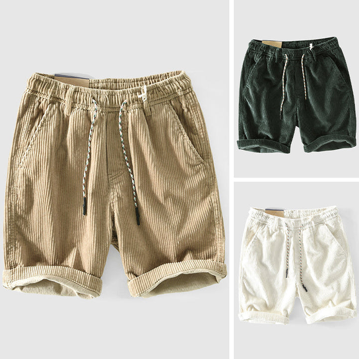 Shorts en Velours Côtelé pour Hommes - Légers et Respirants avec Taille Élastique et Ourlet Replié pour un Style Décontracté