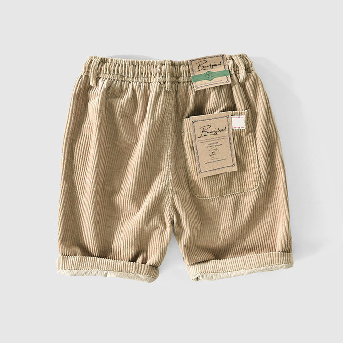 Shorts en Velours Côtelé pour Hommes - Légers et Respirants avec Taille Élastique et Ourlet Replié pour un Style Décontracté