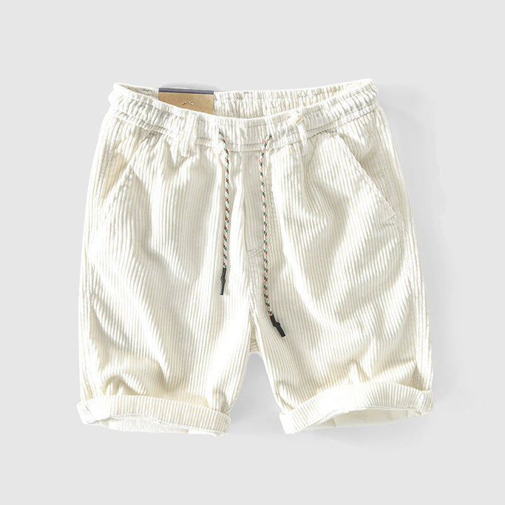Shorts en Velours Côtelé pour Hommes - Légers et Respirants avec Taille Élastique et Ourlet Replié pour un Style Décontracté