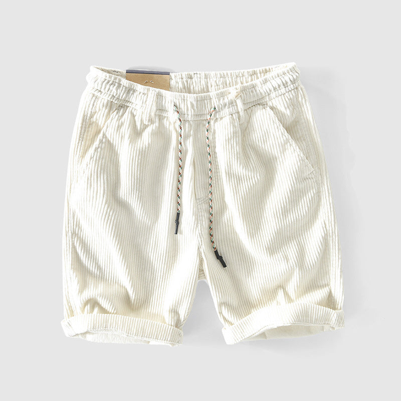 Shorts en Velours Côtelé pour Hommes - Légers et Respirants avec Taille Élastique et Ourlet Replié pour un Style Décontracté