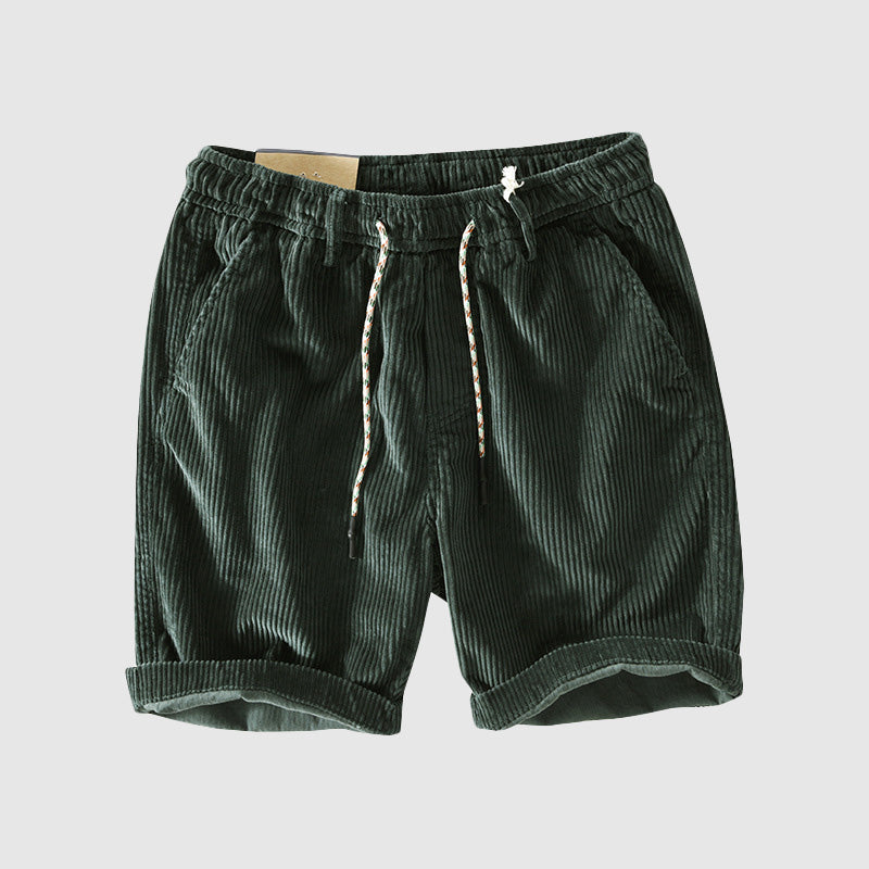 Shorts en Velours Côtelé pour Hommes - Légers et Respirants avec Taille Élastique et Ourlet Replié pour un Style Décontracté