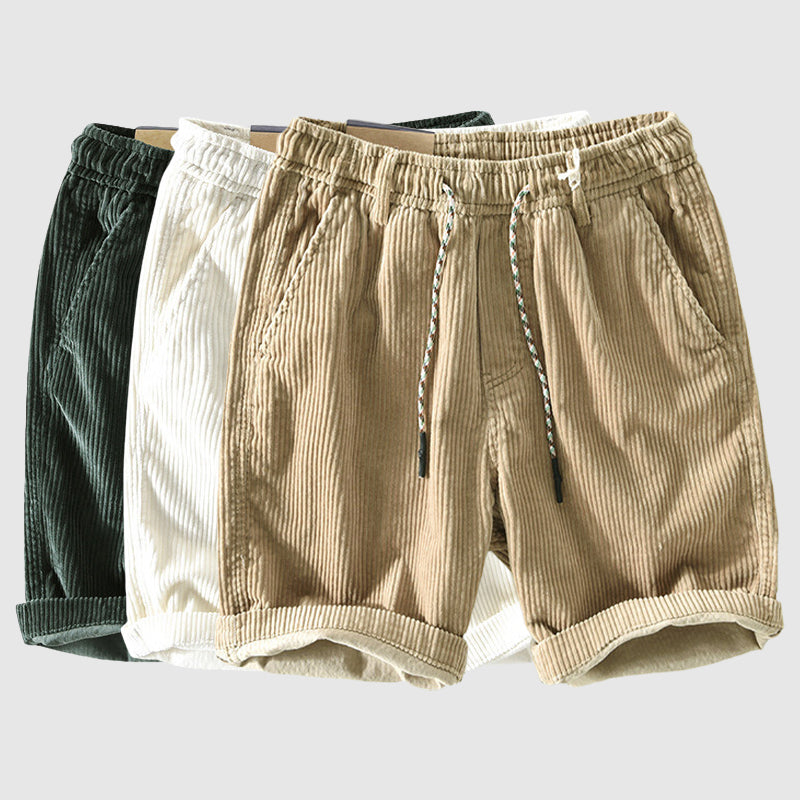 Shorts en Velours Côtelé pour Hommes - Légers et Respirants avec Taille Élastique et Ourlet Replié pour un Style Décontracté